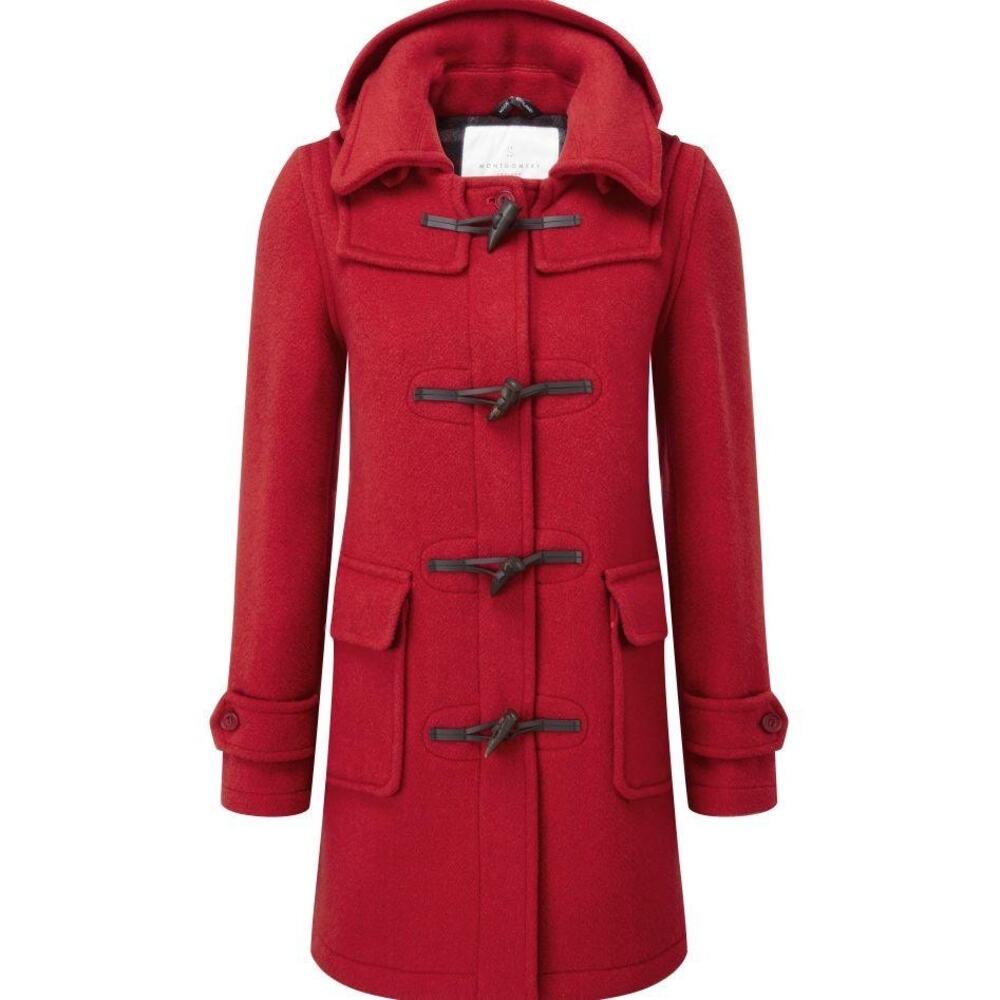 Original Montgomery Coat Duffle Women’s Tartan Red Horn Toggle England Wool
